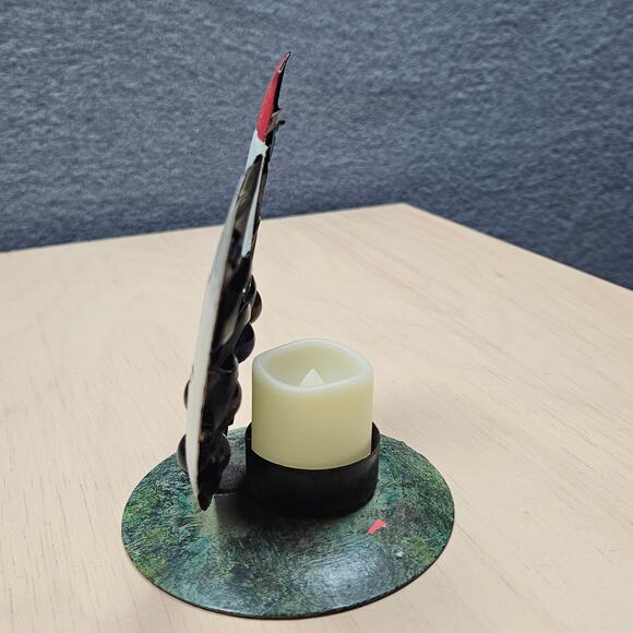 Lighted Jeweled Hen Candle Shines Through the Clear colored glass stones - Picture 4 of 7